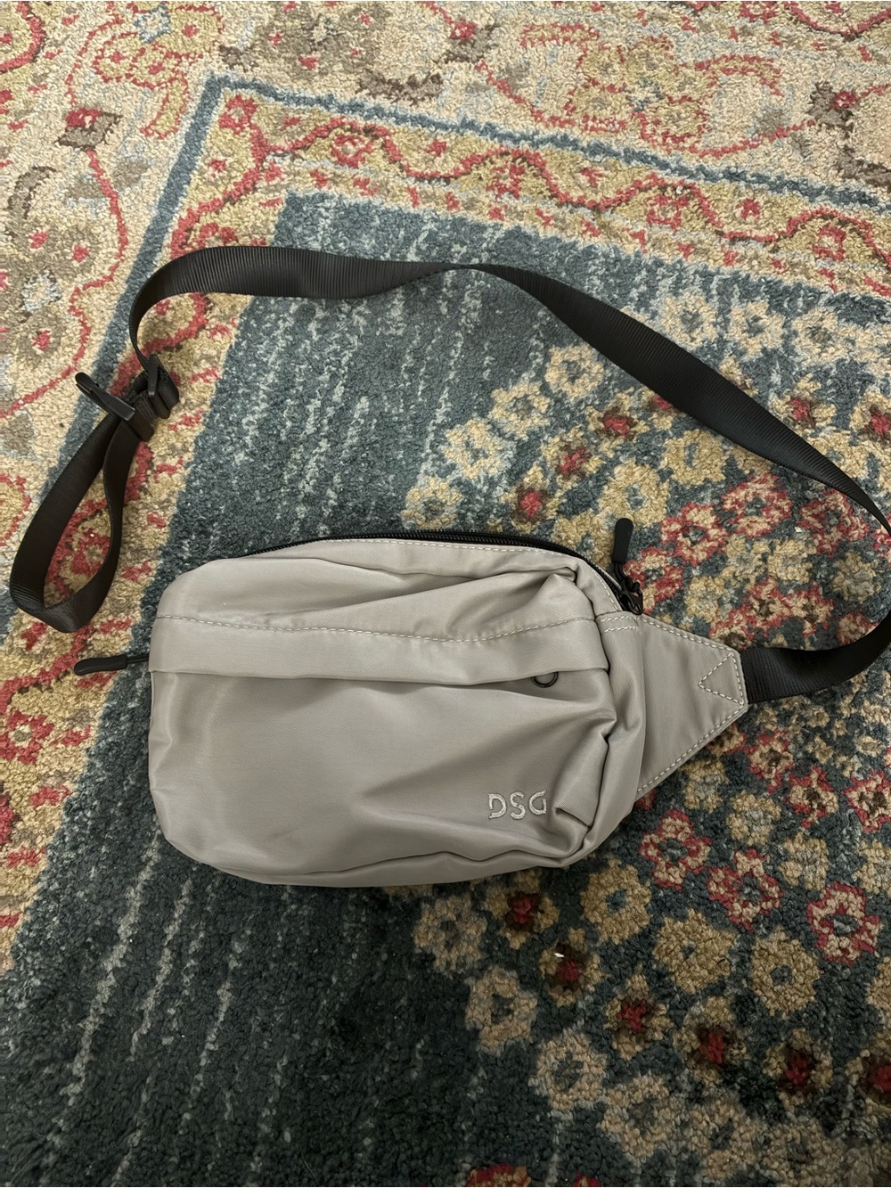 DSG Light Gray Belt Bag with Black Strap